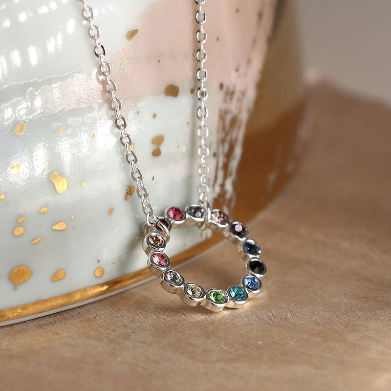 Circle & Rainbow Crystal Necklace