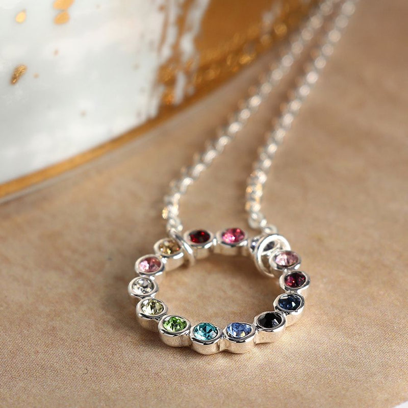 Circle & Rainbow Crystal Necklace