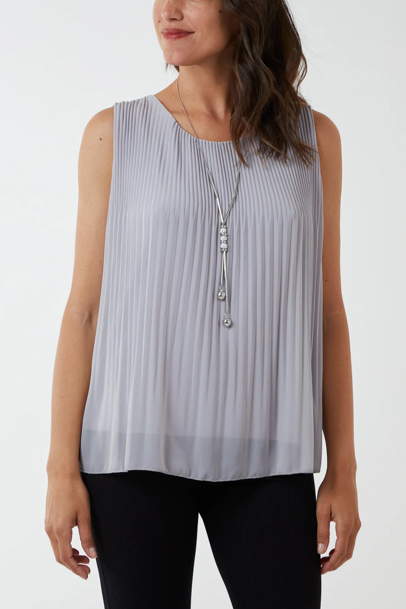 Pam Pleated Vest Blouse - More Colours Available