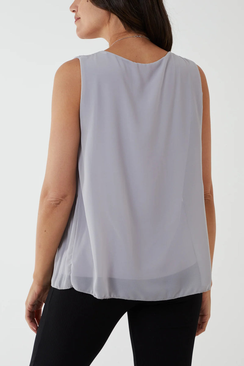 Pam Pleated Vest Blouse - More Colours Available