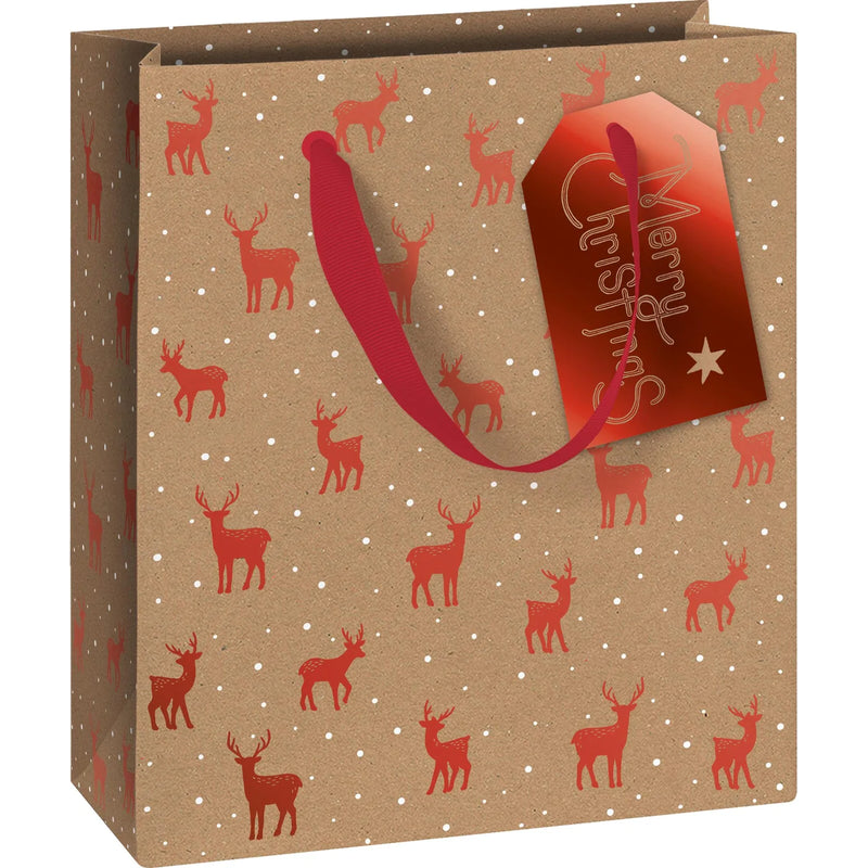 Reindeer Red Medium Gift Bag