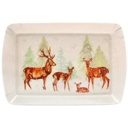 Forest Deer Family Small Tray
