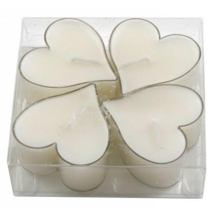 Pack Of Four Large Heart Shape Tealights