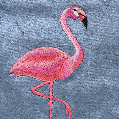 Dusky Blue Velvet Flamingo Purse