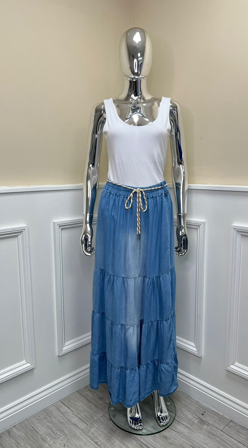 Davina Denim Skirt & Belt - More Colours Available