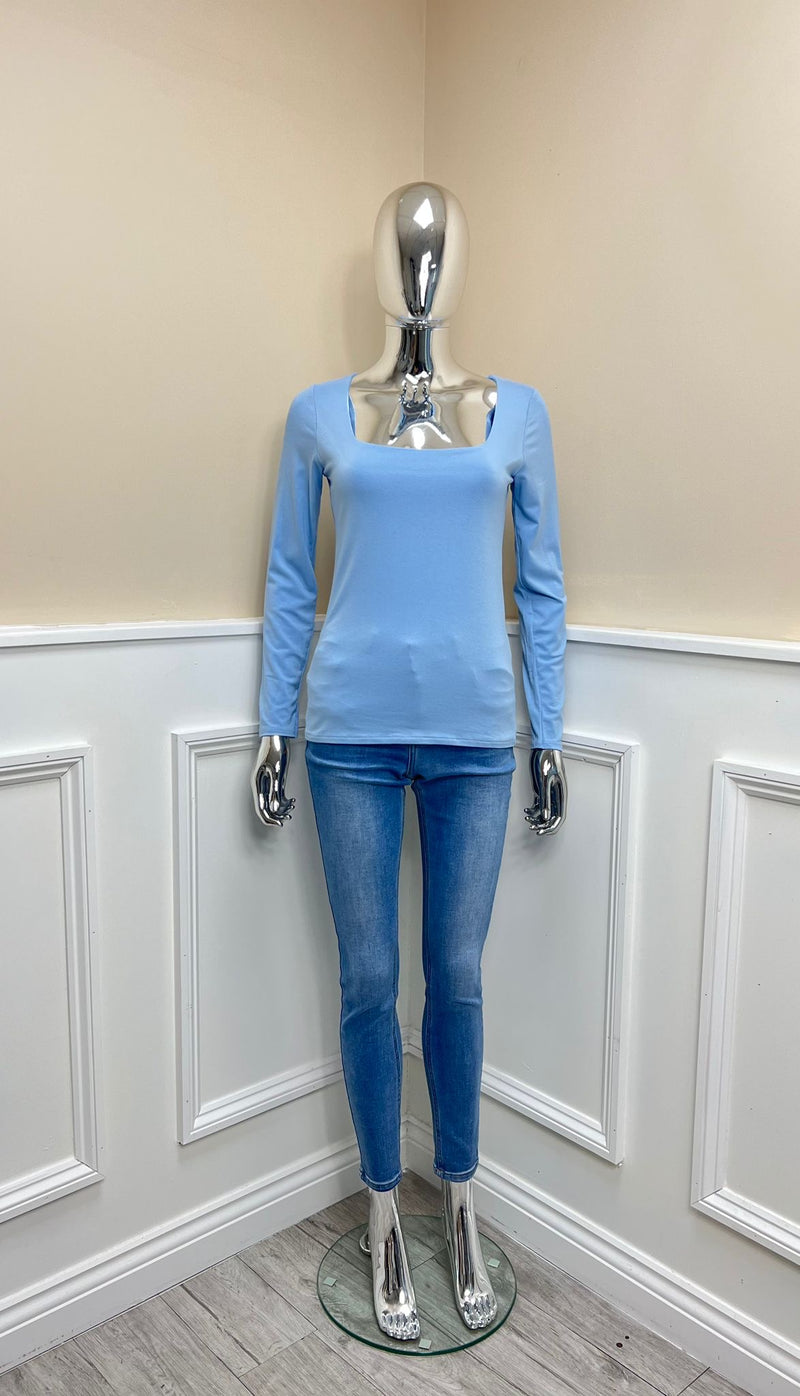 Abbie Square Neck Long Sleeved Top - More Colours Available