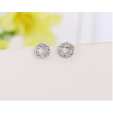 Sterling Silver Tiny Crystal Circle Earrings