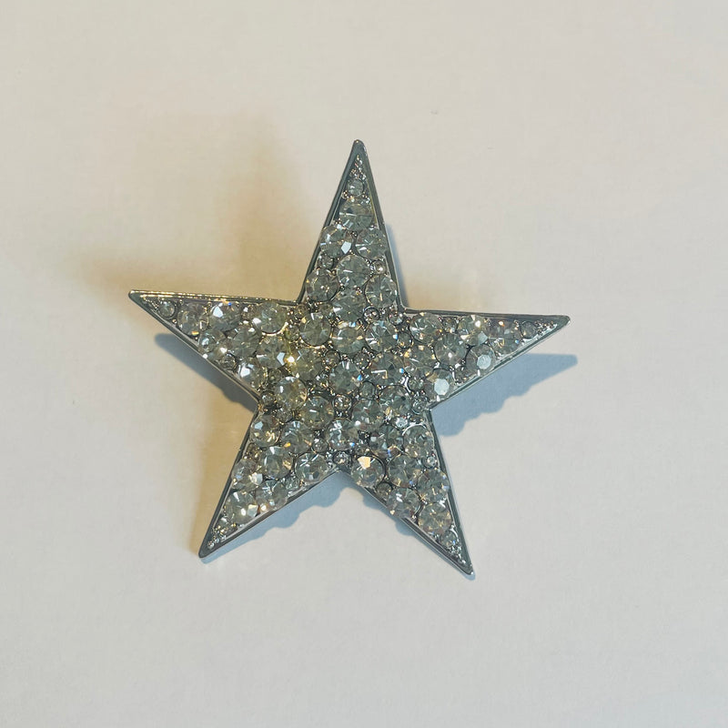 Silver Diamond Star Brooch
