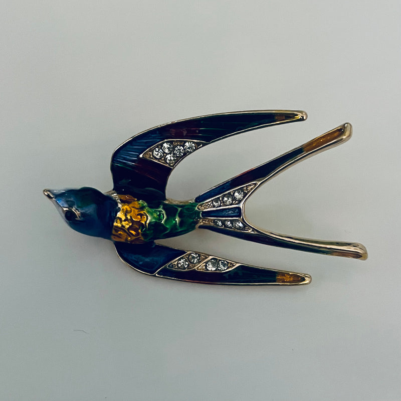 Multicoloured Swallow Brooch