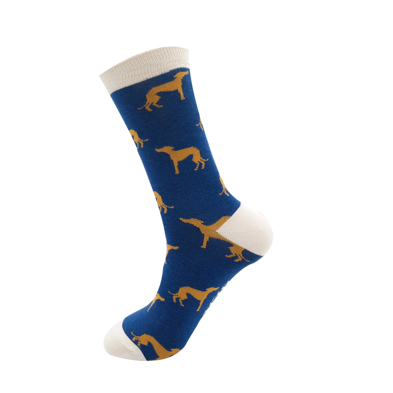 Cute Greyhounds Navy Bamboo Socks