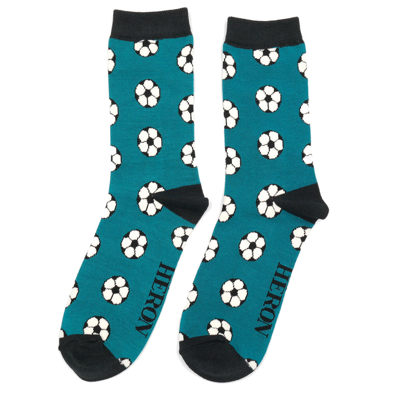 Football Teal Bamboo Socks
