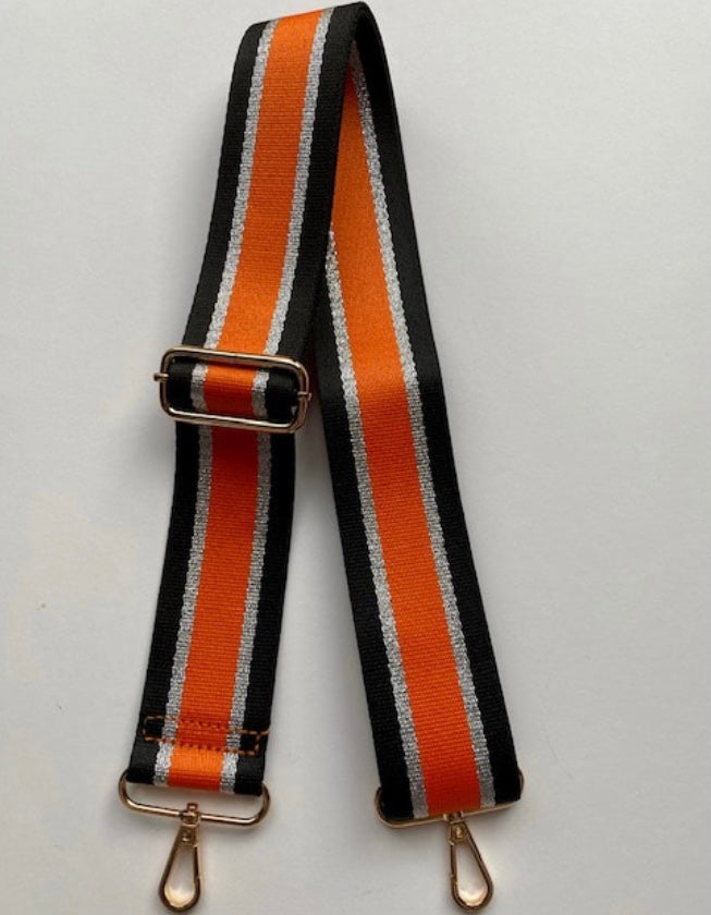 Orange & Silver Stripe Bag Strap