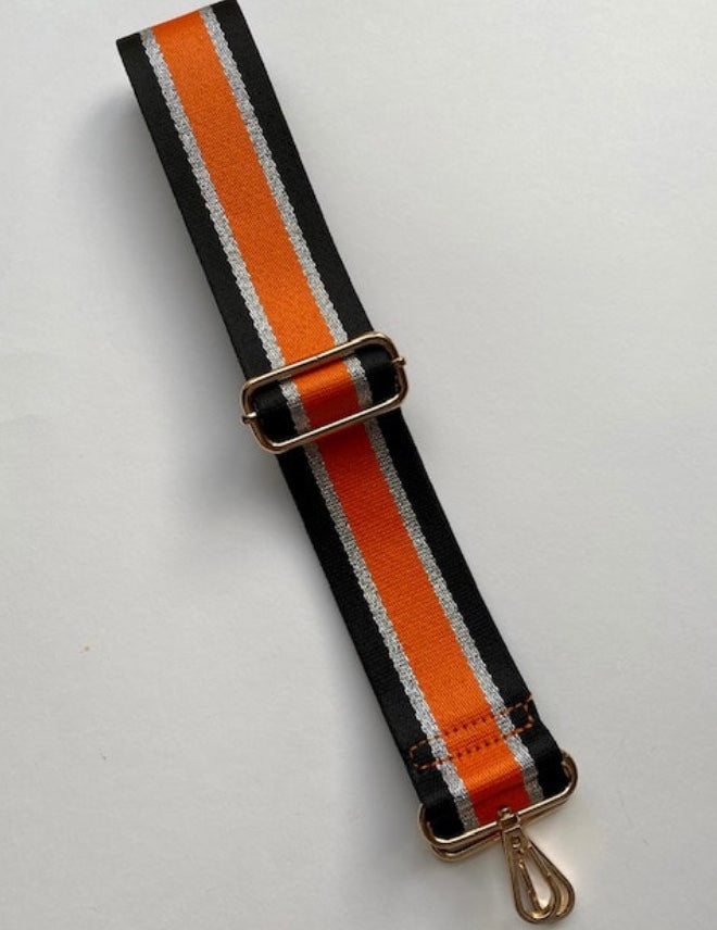 Orange & Silver Stripe Bag Strap