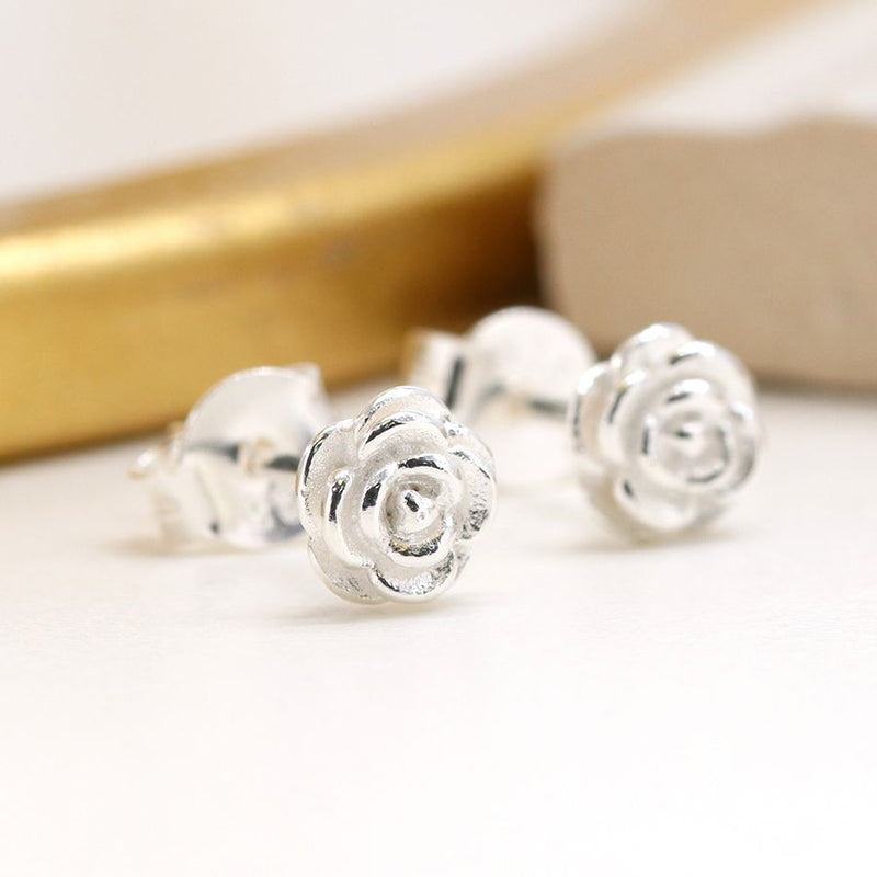 Sterling Silver Rose Earrings