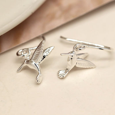 Sterling Silver Hummingbird Drop Earrings