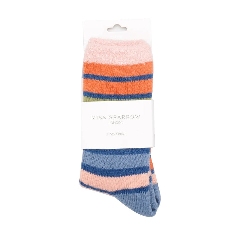 Fluffy Stripes Denim Winter Socks