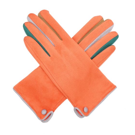 Orange Coloured Fingers Fashion Gloves