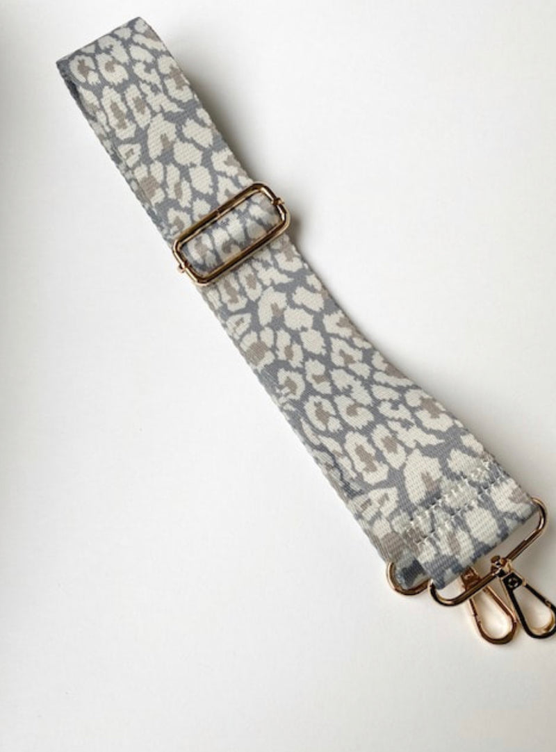 Grey Snow Leopard Bag Strap