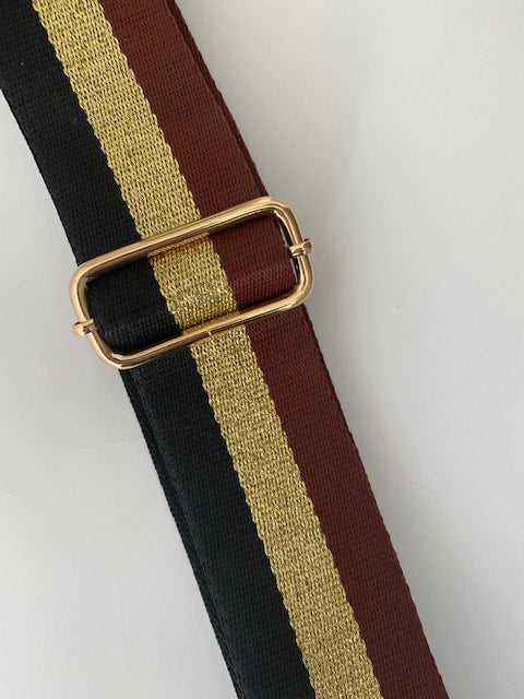 Black/Gold/Burgandy Stripe Bag Strap