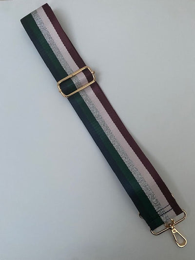 Navy/Silver/Burgandy Stripe Bag Strap