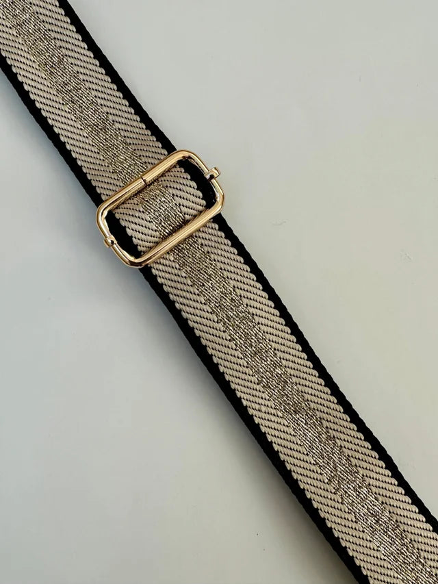 Black/Beige/Gold Stripe Bag Strap