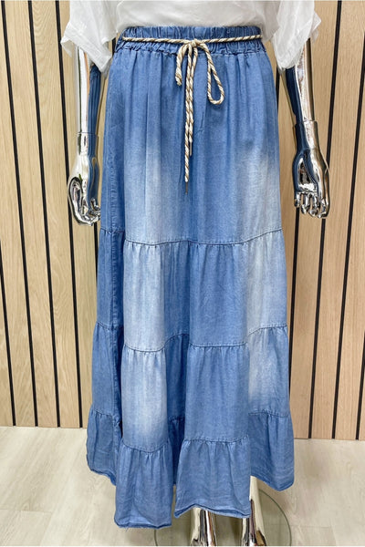 Davina Denim Skirt & Belt - More Colours Available