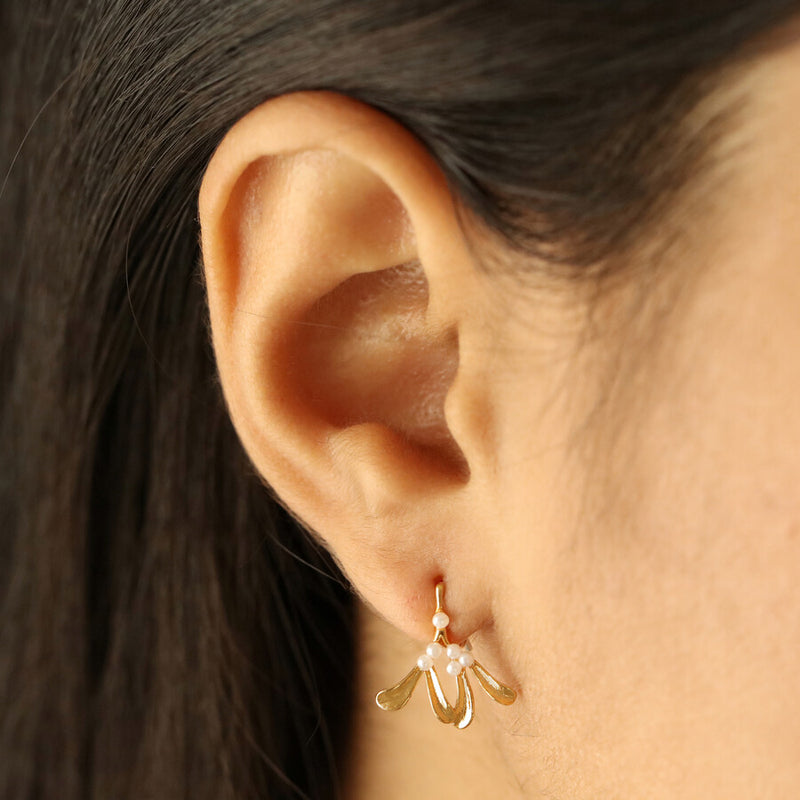 Pearl Mistletoe Drop Earrings
