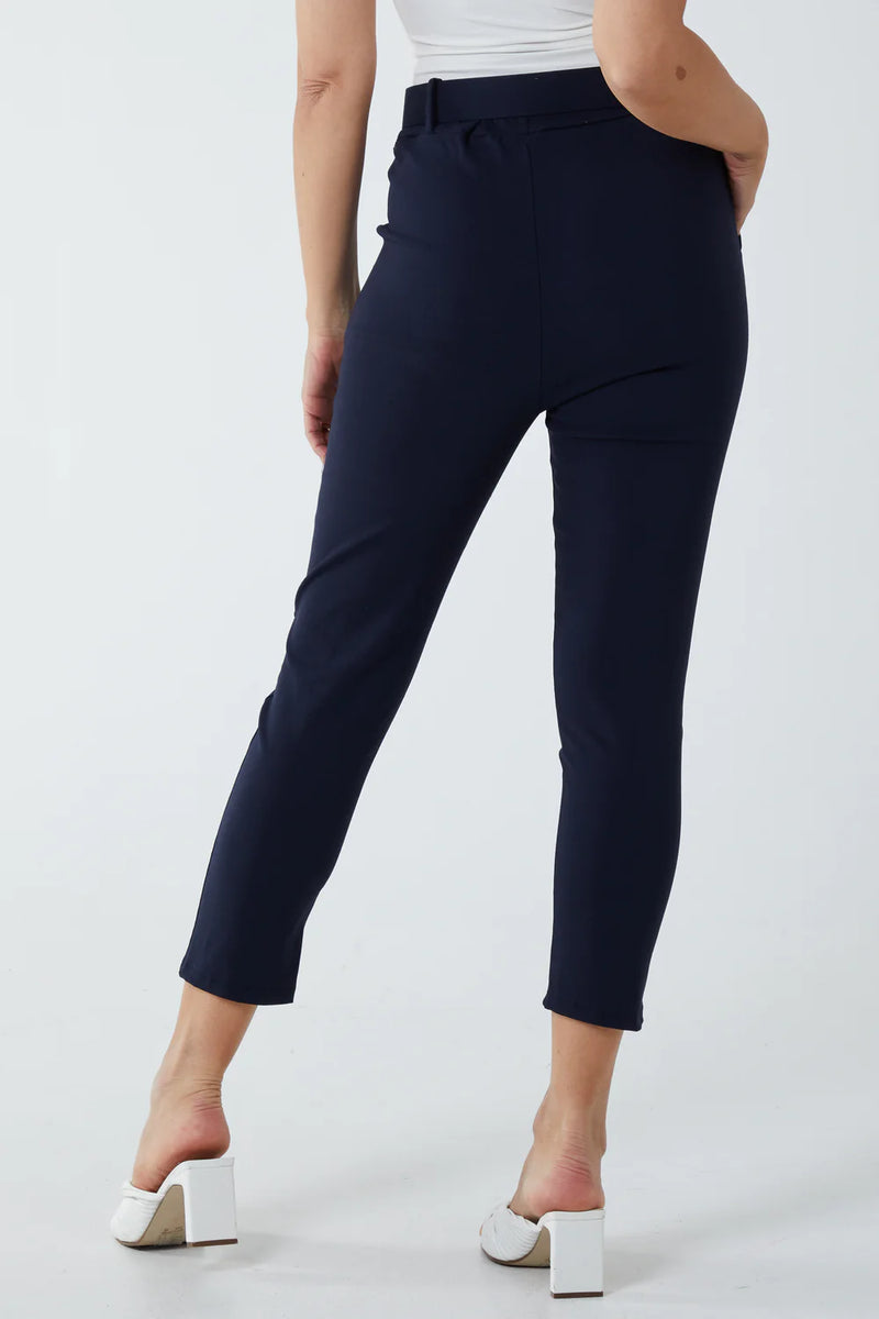 Maddi Pin Tuck Belted Capri Trousers - More Colours Available