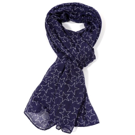 Navy Cut Out Stars Scarf