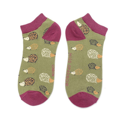 Hedgehog Bamboo Trainer Socks Olive