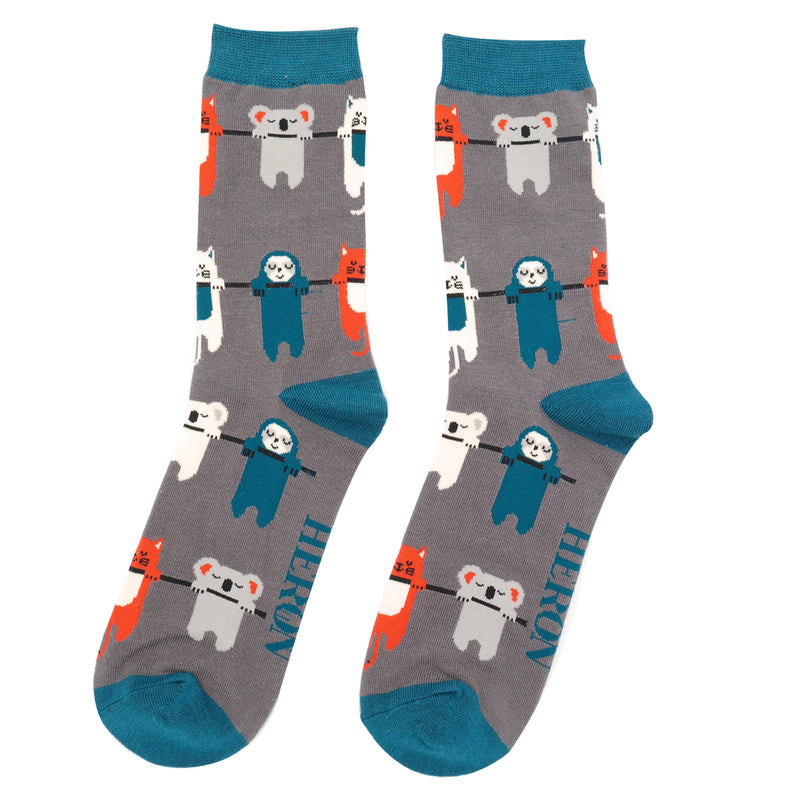 Hang In There Grey Bamboo Socks