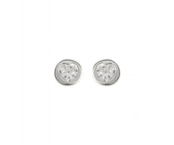 Sterling Silver Crystal Heart Middle Earrings