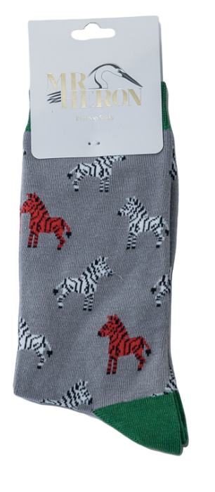 Zebra Grey Bamboo Socks
