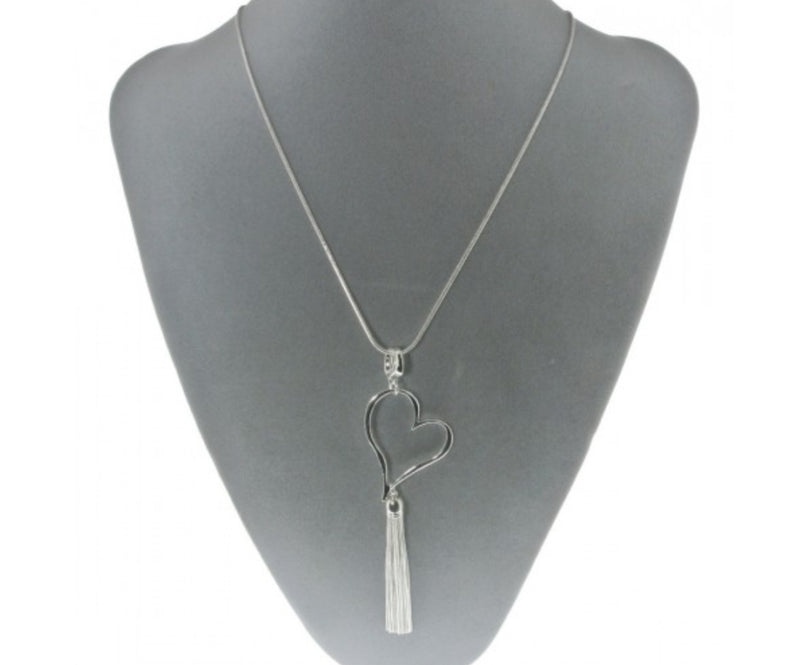Heart & Tassel Long Necklace