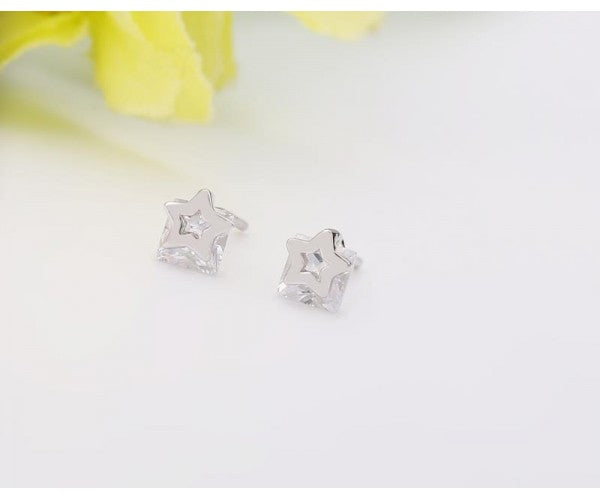 Sterling Silver Crystal Star Earrings