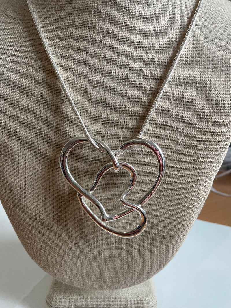 Double Heart Entwined Long Necklace