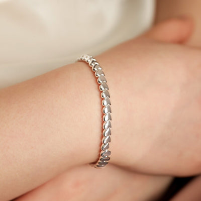 Silver Beaded Heart Bracelet