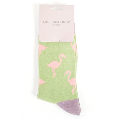 Flamingo Green Bamboo Socks