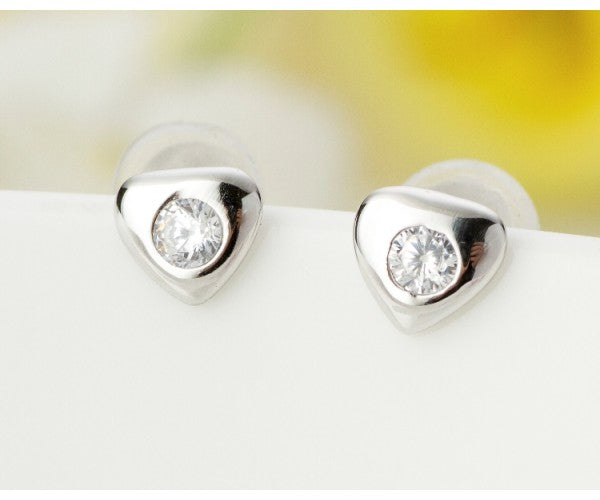 Sterling Silver Heart Crystal Middle Earrings