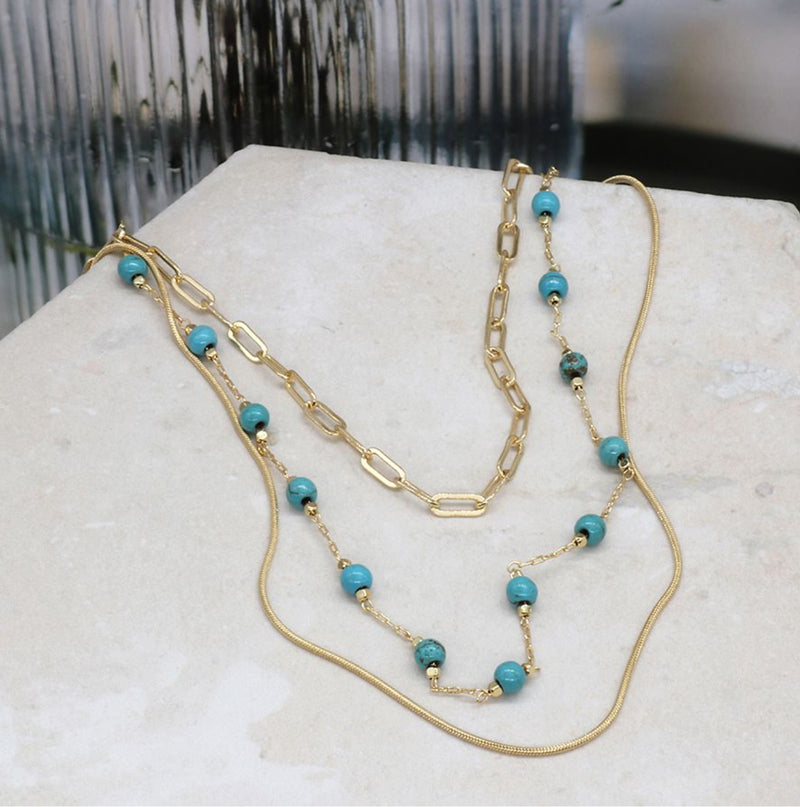 Triple Layer Golden Mixed Chain Necklace