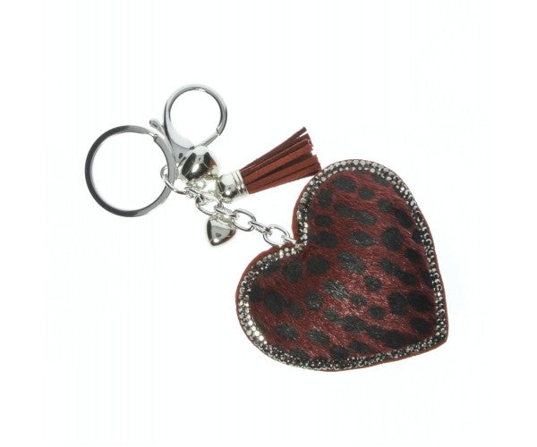 Glittery Heart Leopard Keyring