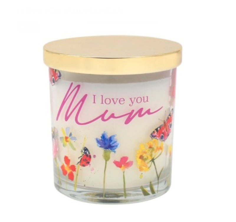 I Love You Mum Floral Candle