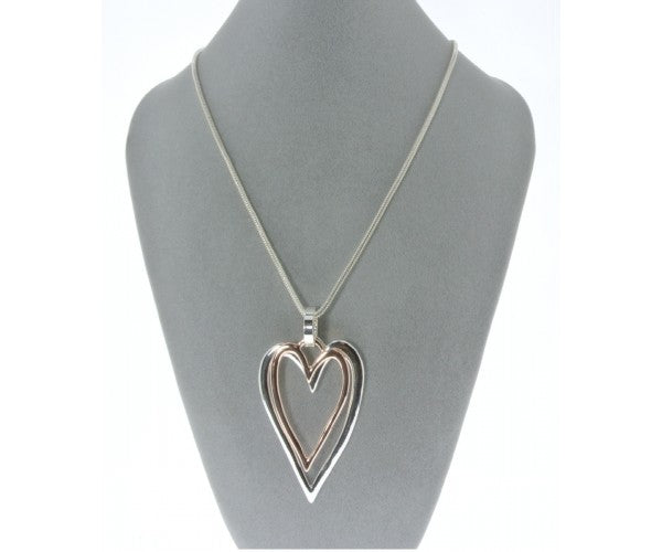 Double Heart Long Necklace
