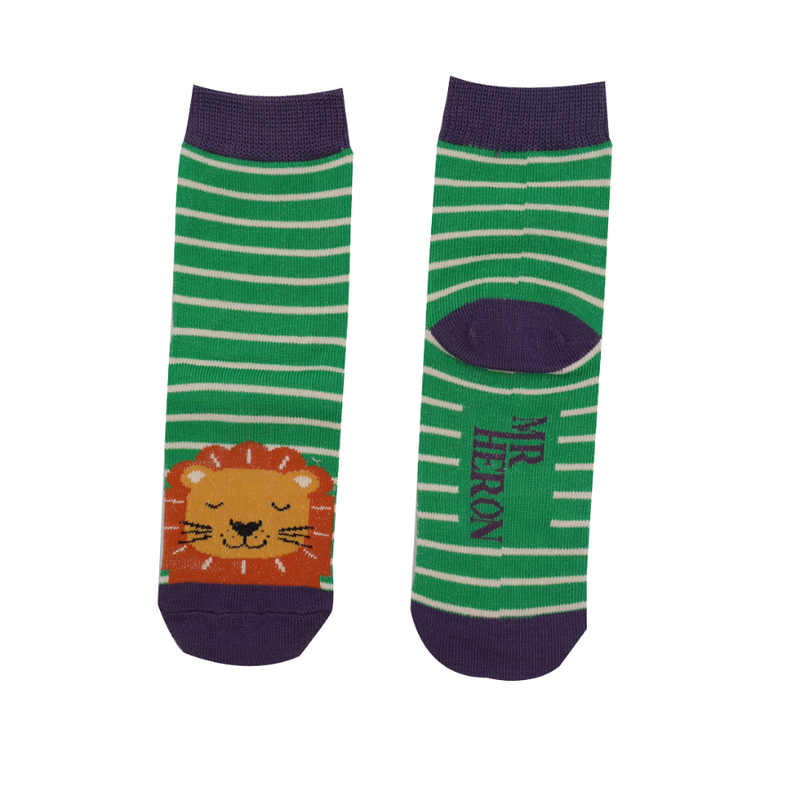 Boys Lion Green Bamboo Socks