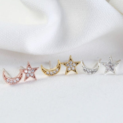 Moon & Star Gold Earrings