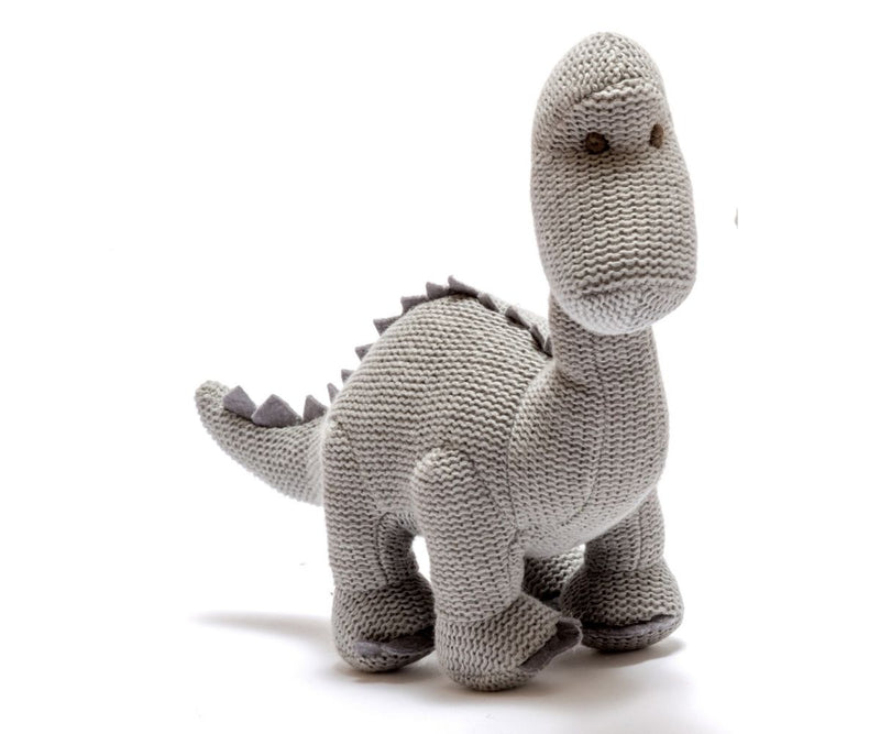 Knitted Grey Diplodocus Dinosaur Grey Soft Toy