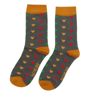 Little Hearts Charcoal Bamboo Socks