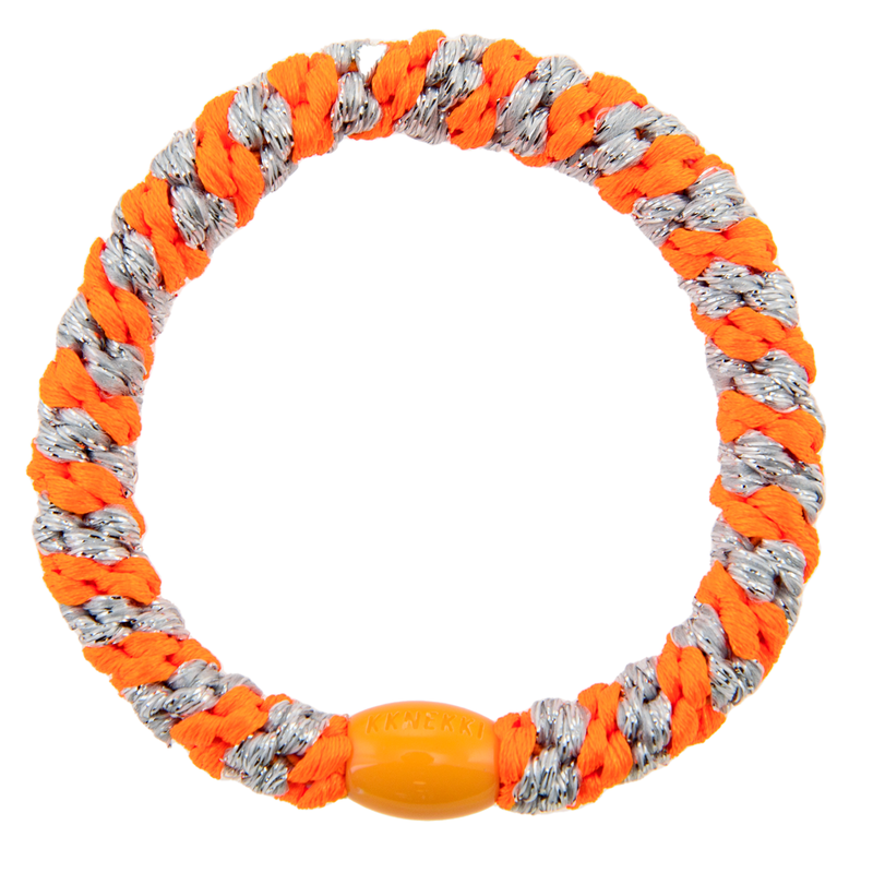 Kknekki Neon Orange Silver Glitter Stripe
