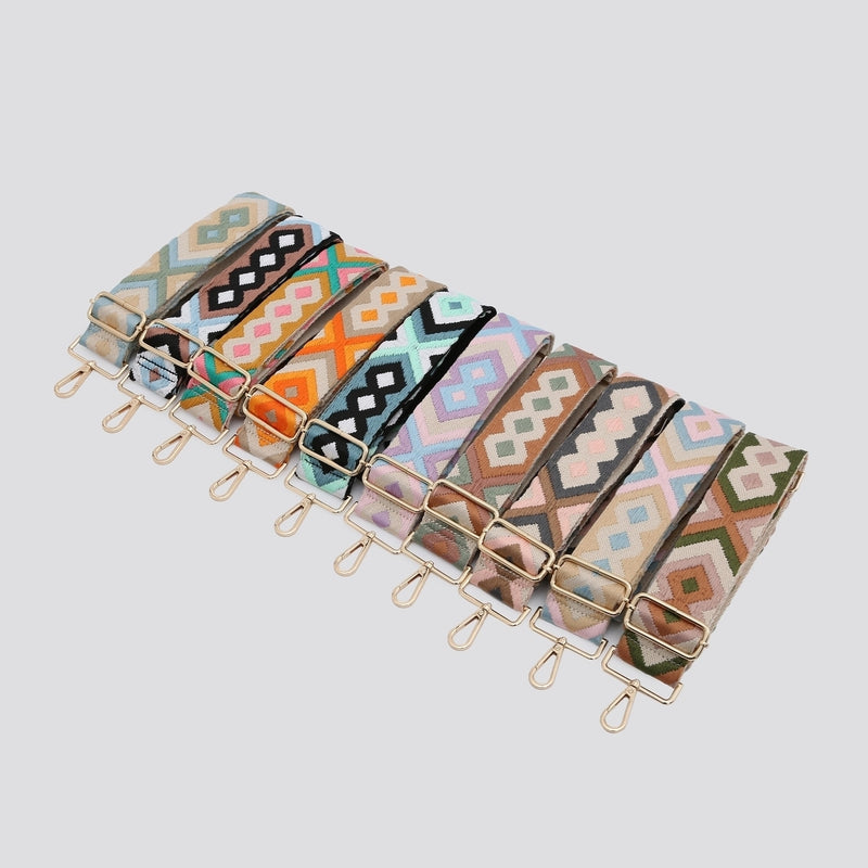 Embroidered Diamond Bag Strap Khaki