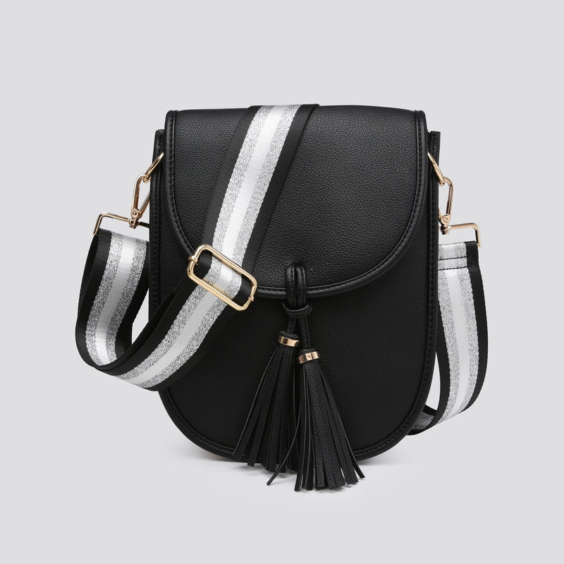 Black Satchel Bag With Strap